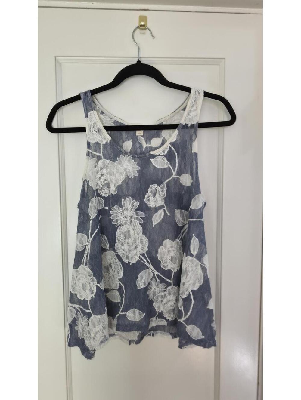 Blue Lace Tank Top Painted Threads XSmall